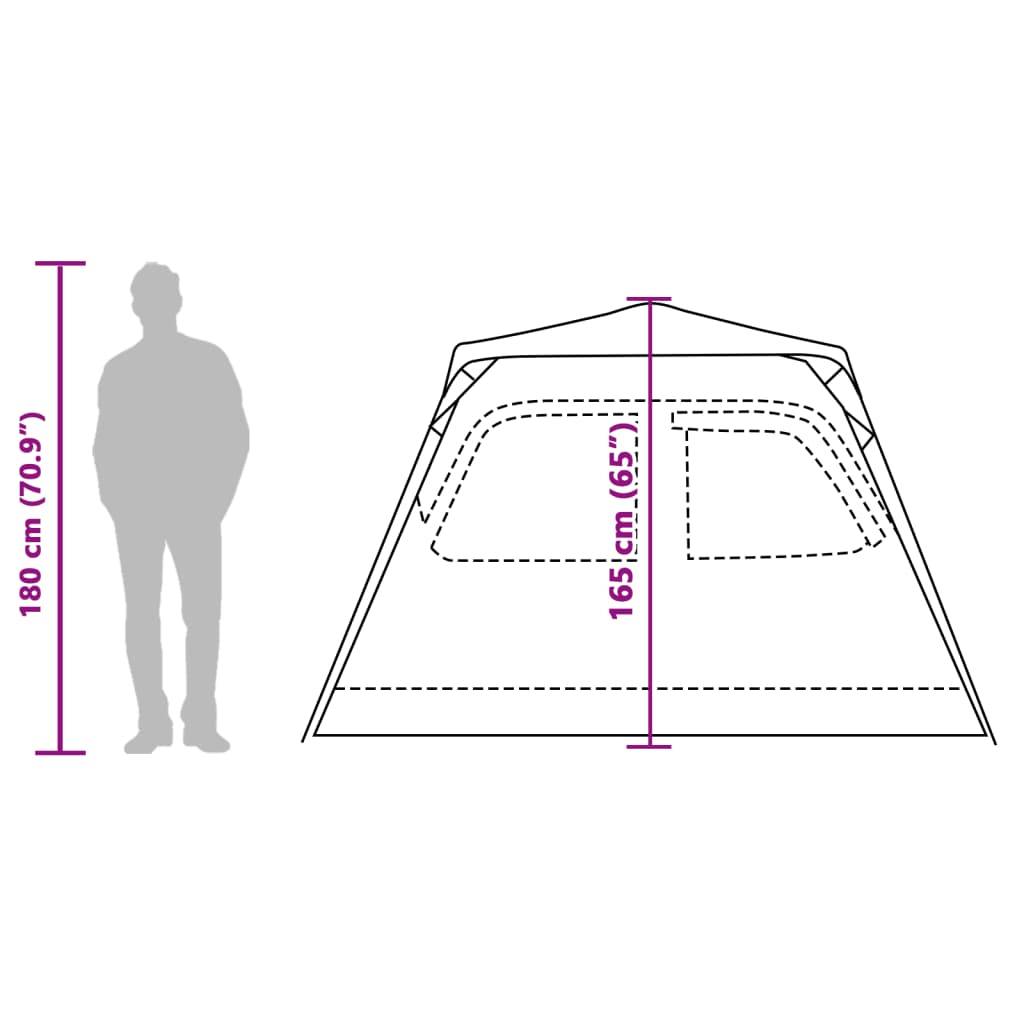 vidaXL Camping Tent Dome 4-Person Grey and Orange Quick Release - 36445
