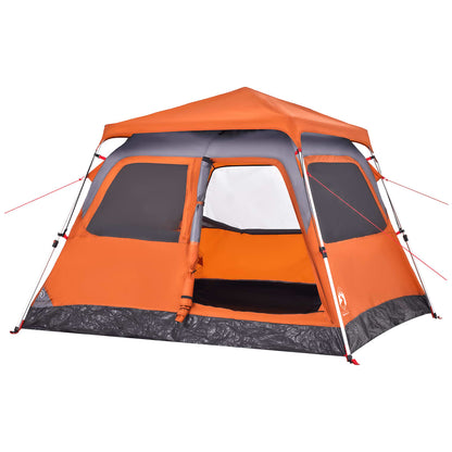 vidaXL Camping Tent Dome 4-Person Grey and Orange Quick Release - 36445