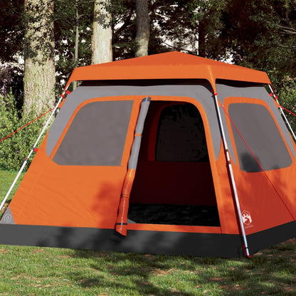 vidaXL Camping Tent Dome 4-Person Grey and Orange Quick Release - 36445