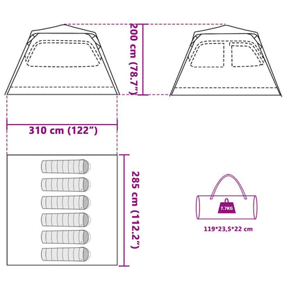 vidaXL Family Tent Dome 6-Person Green Quick Release