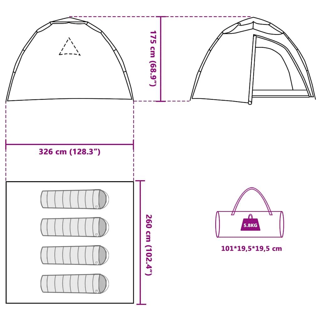 vidaXL Camping Tent Dome 4-Person Blue Quick Release - 36460
