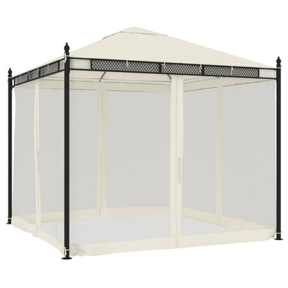 vidaXL Gazebo with Mesh Walls Cream 2.93x2.93 m Steel