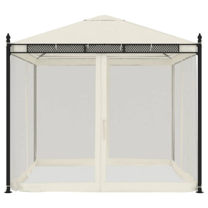 vidaXL Gazebo with Mesh Walls Cream 2.93x2.93 m Steel