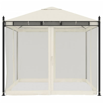 vidaXL Gazebo with Mesh Walls Cream 2.93x2.93 m Steel