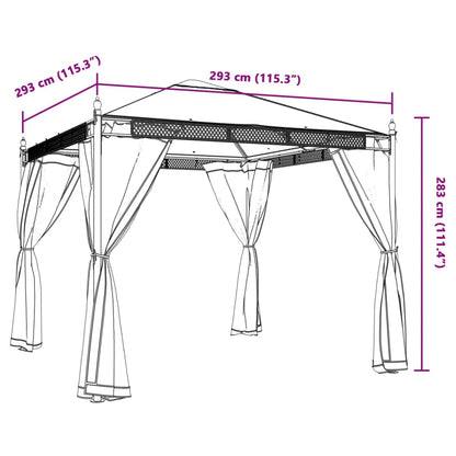 vidaXL Gazebo with Mesh Walls Cream 2.93x2.93 m Steel