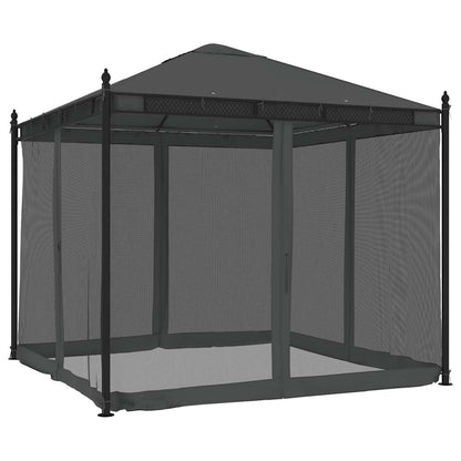 vidaXL Gazebo with Mesh Walls Anthracite 2.93x2.93 m Steel