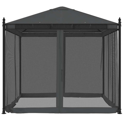 vidaXL Gazebo with Mesh Walls Anthracite 2.93x2.93 m Steel
