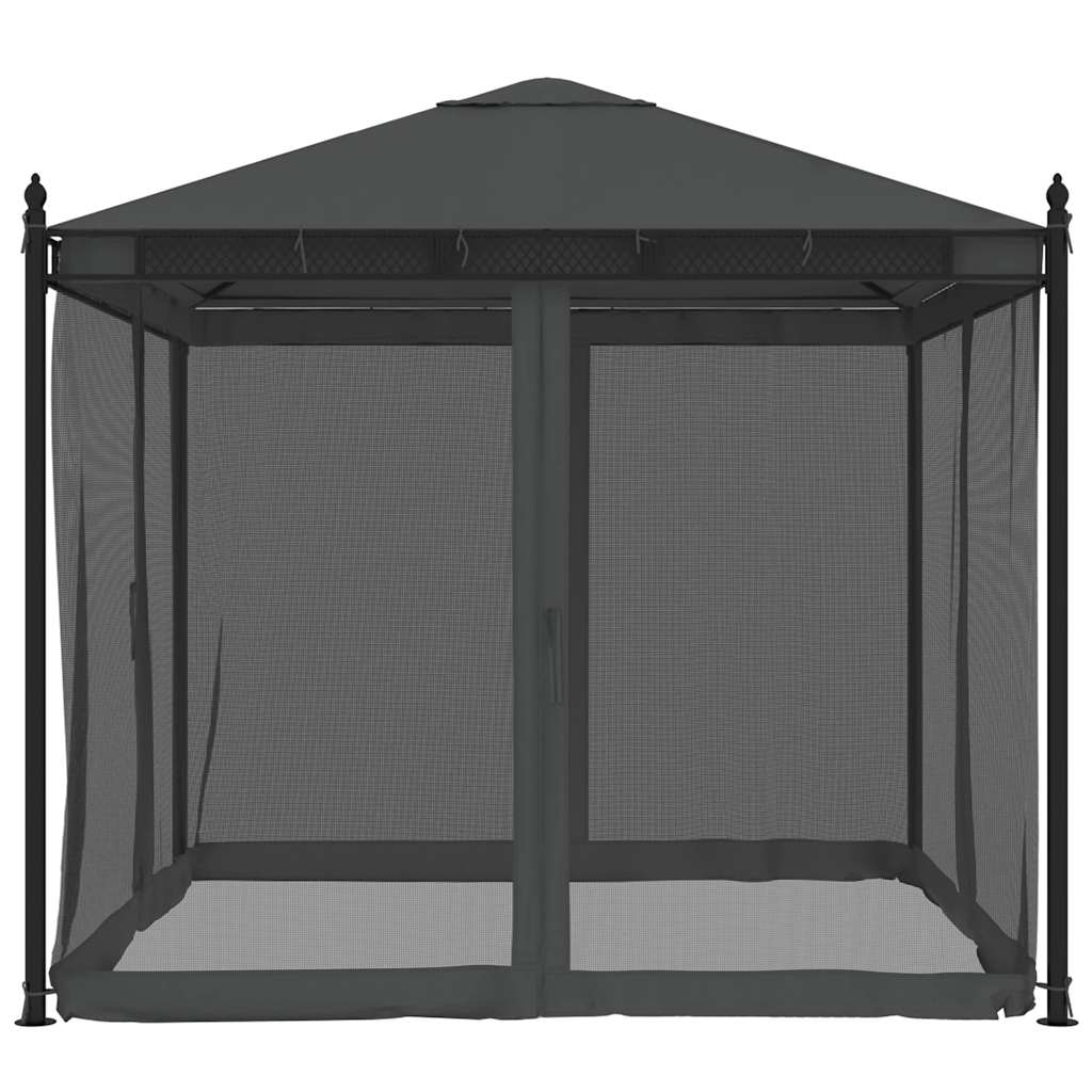 vidaXL Gazebo with Mesh Walls Anthracite 2.93x2.93 m Steel