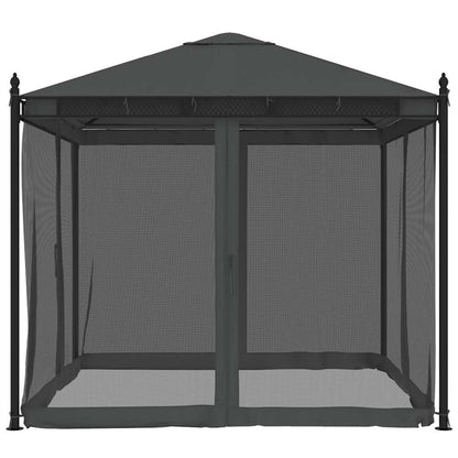 vidaXL Gazebo with Mesh Walls Anthracite 2.93x2.93 m Steel