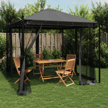 vidaXL Gazebo with Mesh Walls Anthracite 2.93x2.93 m Steel