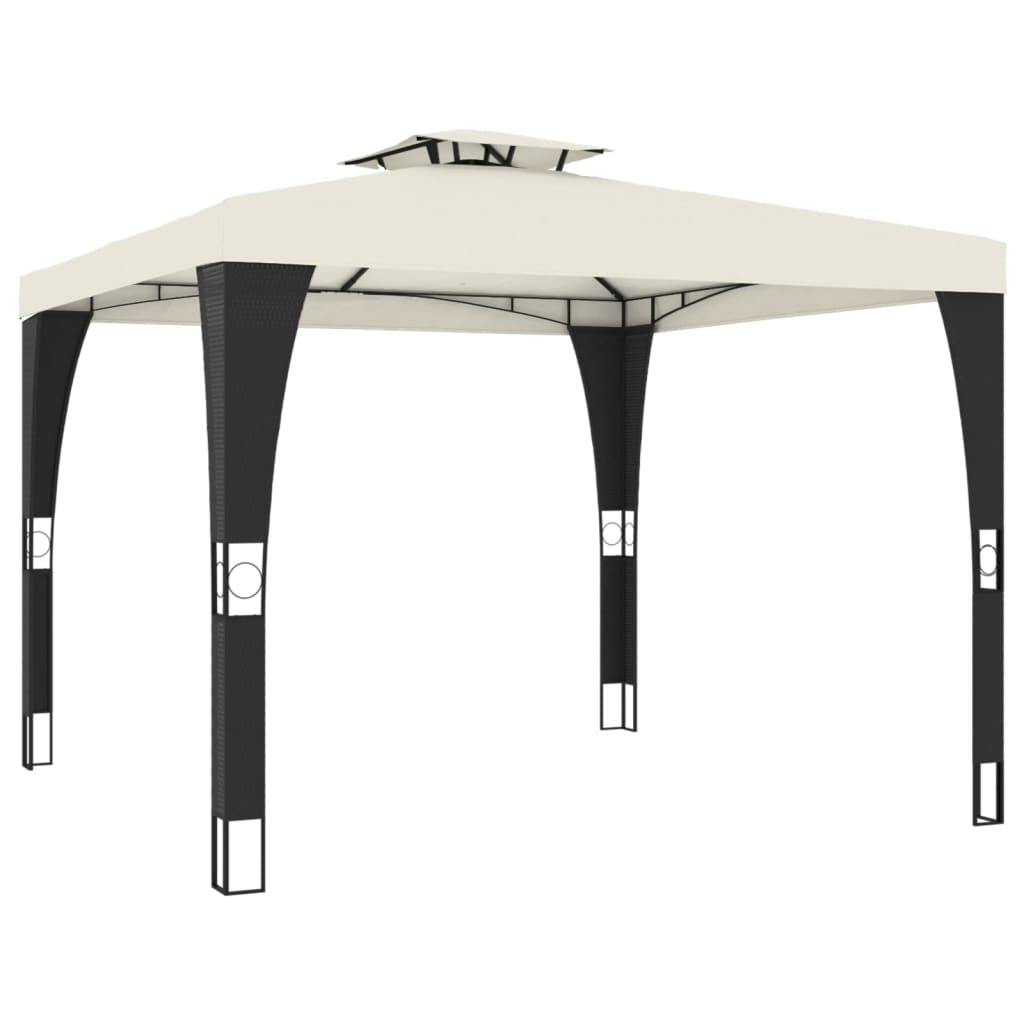 vidaXL Gazebo with Double Roof Cream 2.98x2.98 m Steel