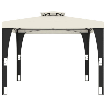 vidaXL Gazebo with Double Roof Cream 2.98x2.98 m Steel