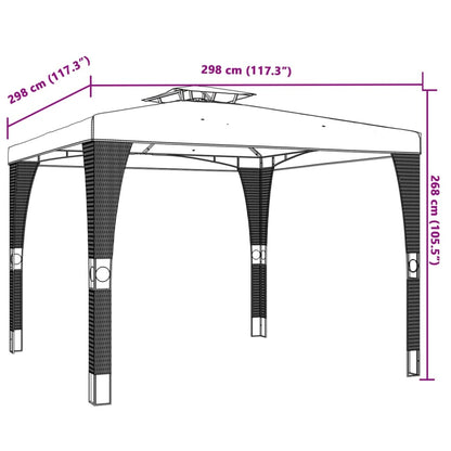 vidaXL Gazebo with Double Roof Cream 2.98x2.98 m Steel