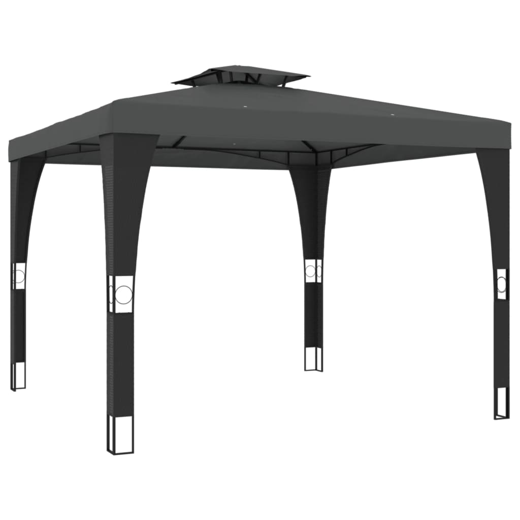 vidaXL Gazebo with Double Roof Anthracite 2.98x2.98 m Steel