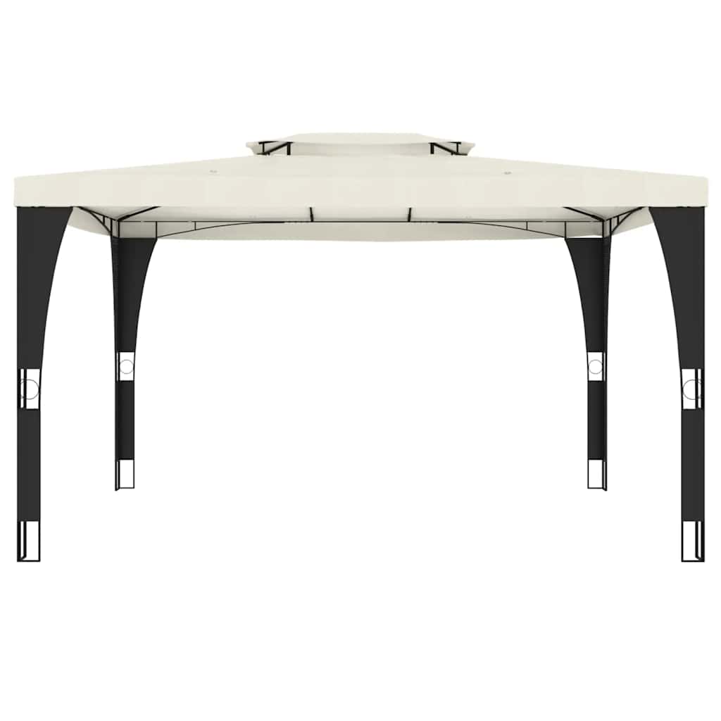 vidaXL Gazebo with Double Roof Cream 3.98x2.98 m Steel