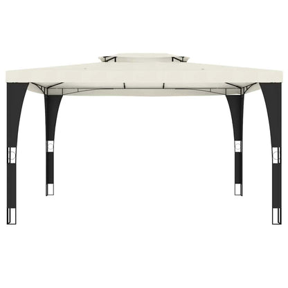 vidaXL Gazebo with Double Roof Cream 3.98x2.98 m Steel