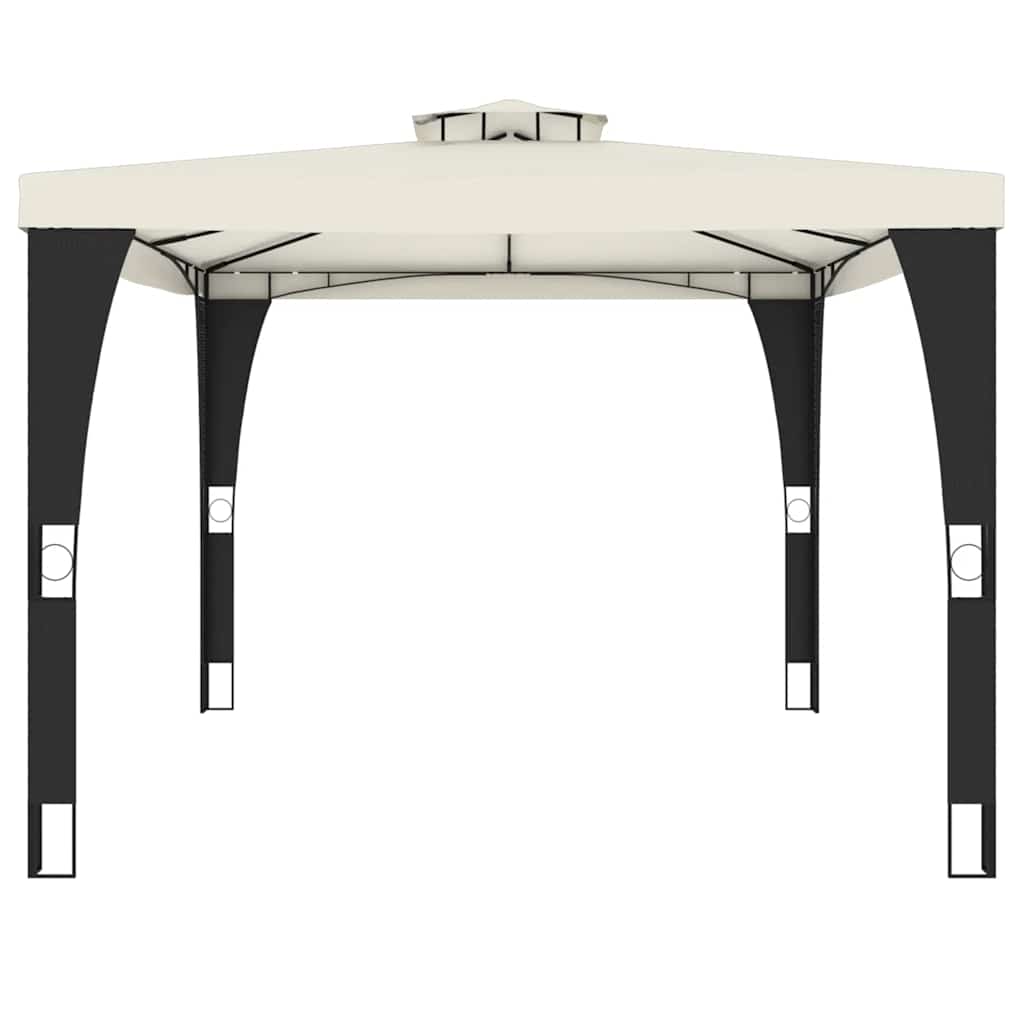 vidaXL Gazebo with Double Roof Cream 3.98x2.98 m Steel