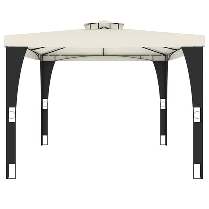 vidaXL Gazebo with Double Roof Cream 3.98x2.98 m Steel