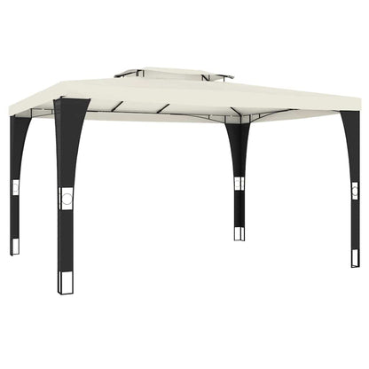 vidaXL Gazebo with Double Roof Cream 3.98x2.98 m Steel