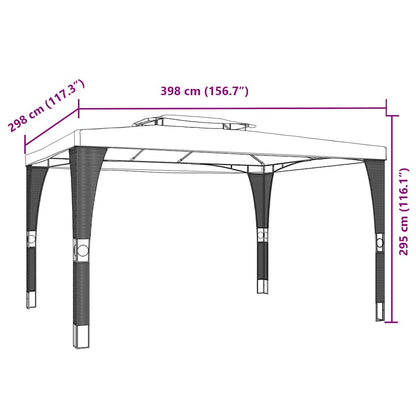 vidaXL Gazebo with Double Roof Cream 3.98x2.98 m Steel