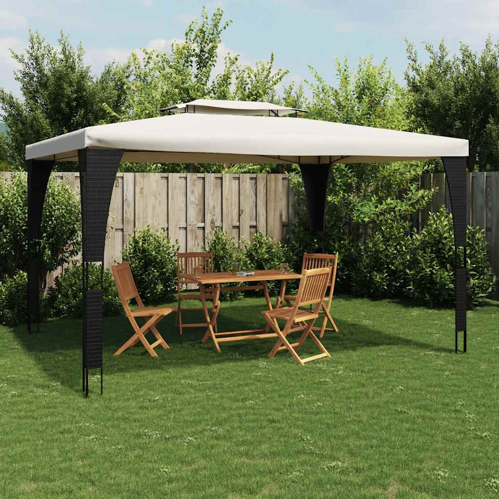 vidaXL Gazebo with Double Roof Cream 3.98x2.98 m Steel
