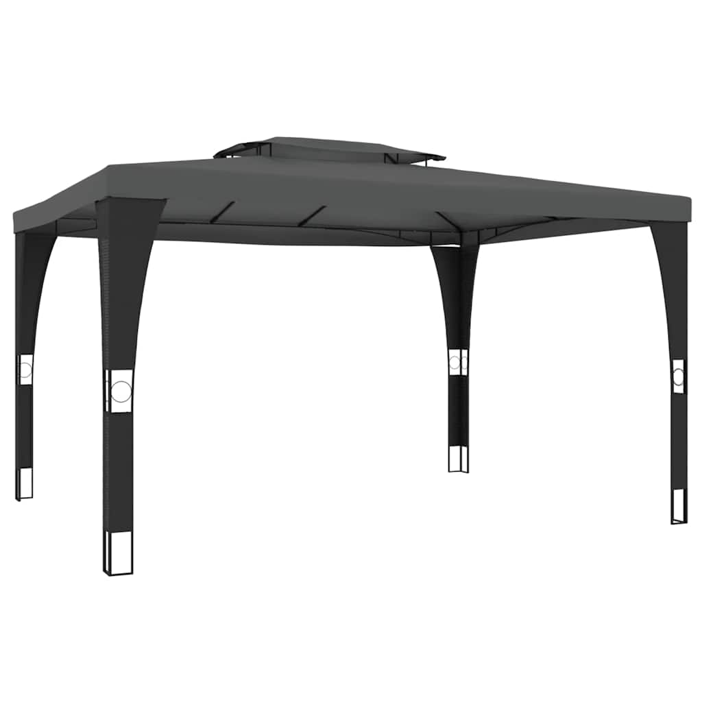 vidaXL Gazebo with Double Roof Anthracite 3.98x2.98 m Steel