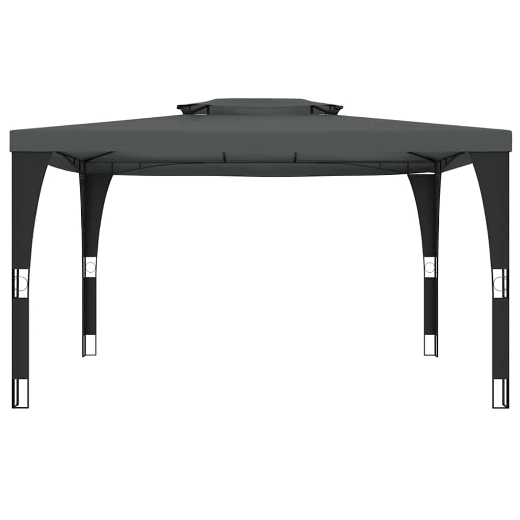 vidaXL Gazebo with Double Roof Anthracite 3.98x2.98 m Steel