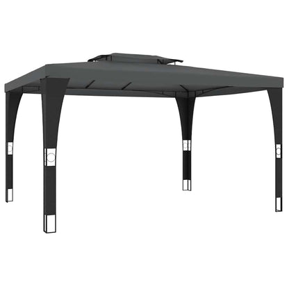 vidaXL Gazebo with Double Roof Anthracite 3.98x2.98 m Steel