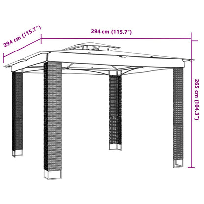 vidaXL Gazebo | Anthracite | Powder-coated steel | Large - Cream - 2.94 x 2.94 m
