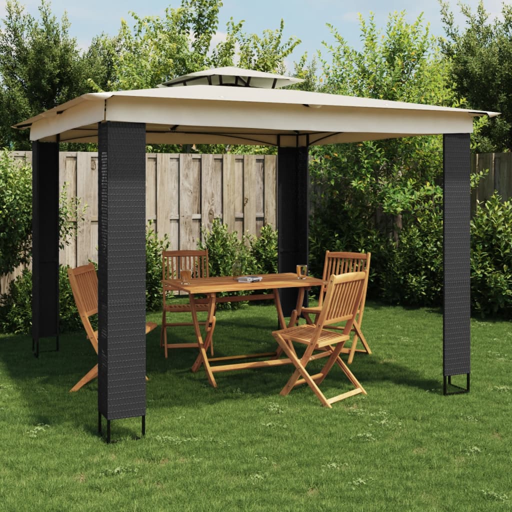 vidaXL Gazebo | Anthracite | Powder-coated steel | Large - Cream - 2.94 x 2.94 m