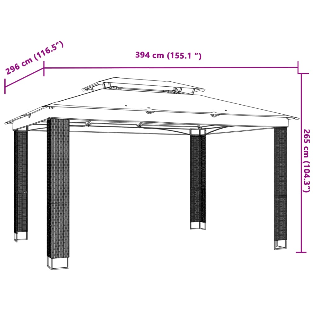 vidaXL Gazebo | Cream, Anthracite, Black - 3.94 x 2.96 m
