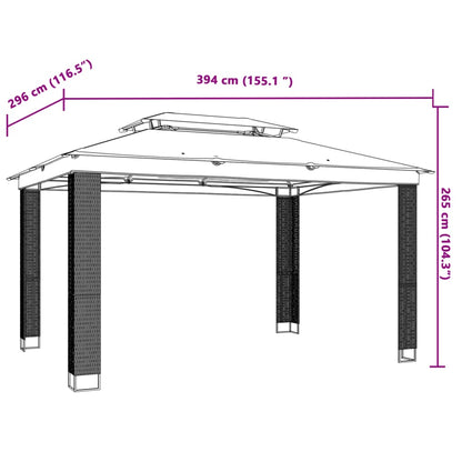 vidaXL Gazebo | Cream, Anthracite, Black - 3.94 x 2.96 m