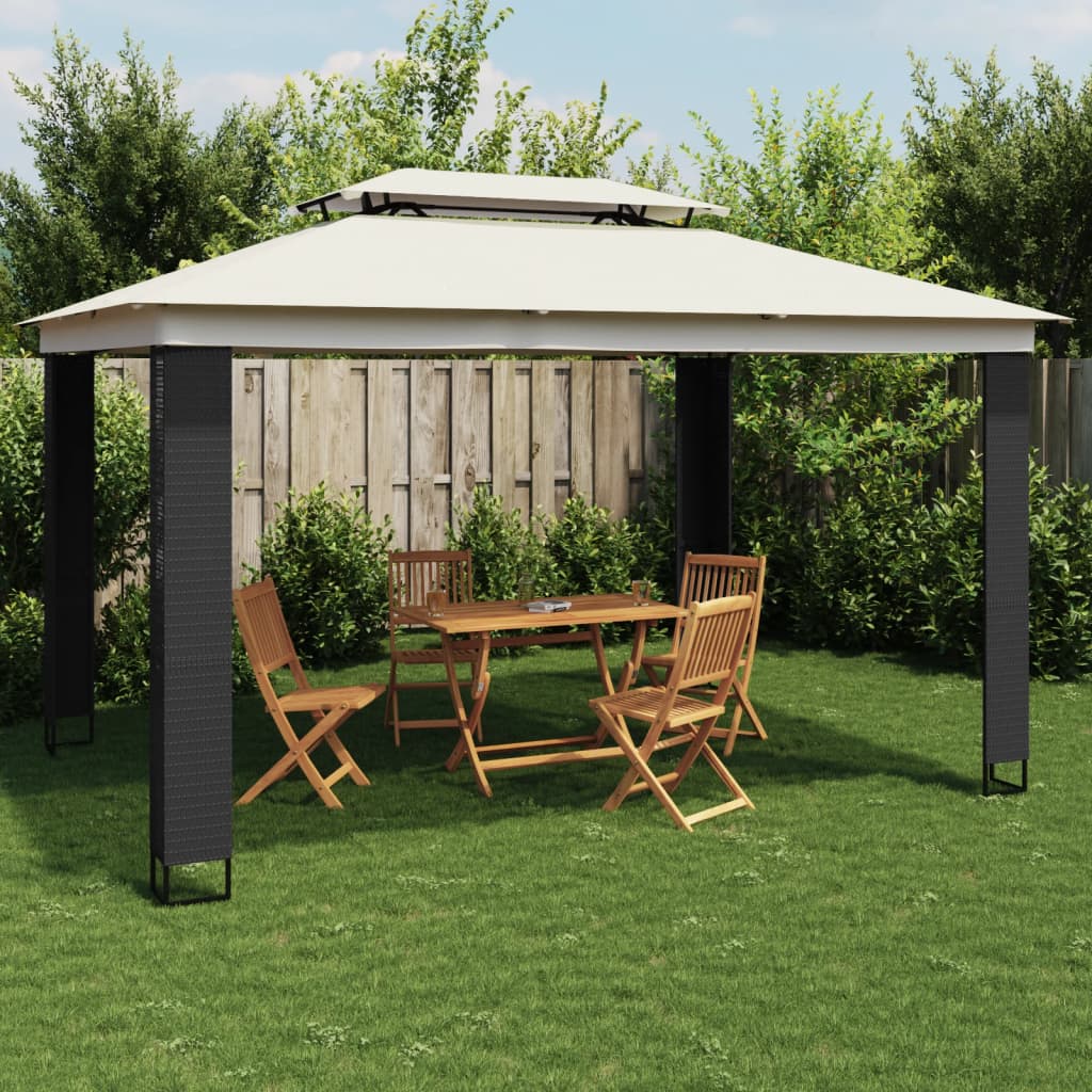 vidaXL Gazebo | Cream, Anthracite, Black - 3.94 x 2.96 m