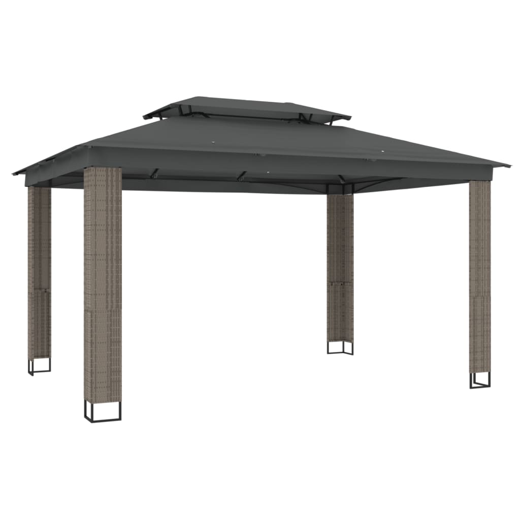 vidaXL Gazebo | Anthracite | Powder-coated steel, polyester with PA coating - 3.94 x 2.96 m