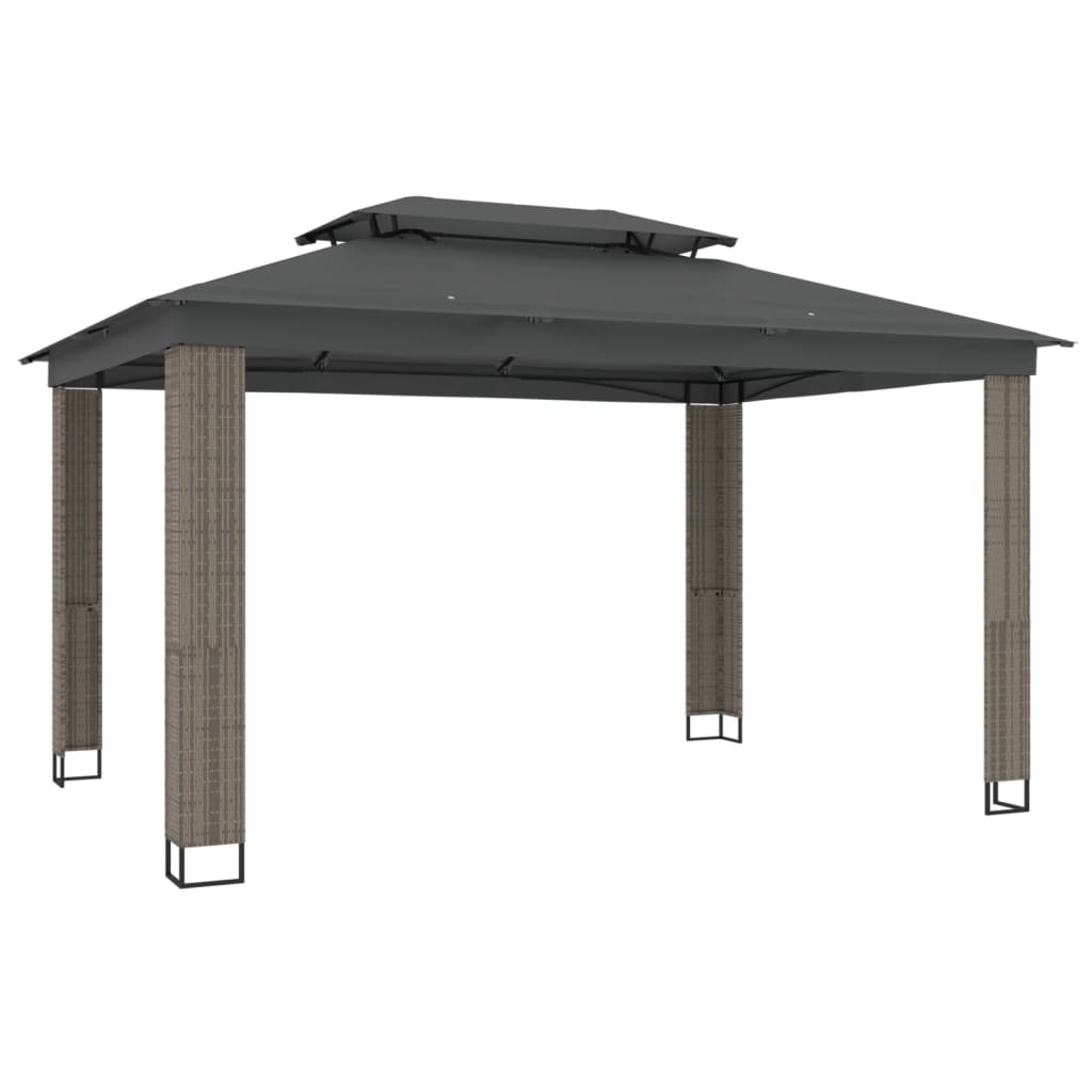 vidaXL Gazebo | Anthracite | Powder-coated steel, polyester with PA coating - 3.94 x 2.96 m