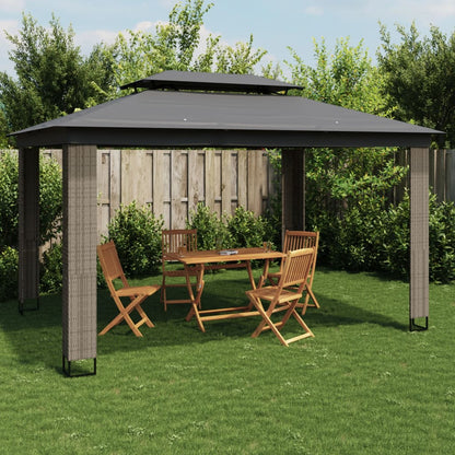 vidaXL Gazebo | Anthracite | Powder-coated steel, polyester with PA coating - 3.94 x 2.96 m
