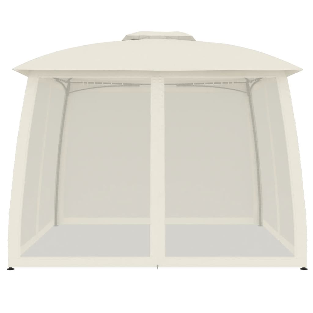 vidaXL Gazebo with Double Roof and Mesh Walls Cream 2.93x2.93 m Steel