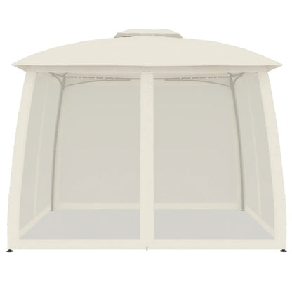 vidaXL Gazebo with Double Roof and Mesh Walls Cream 2.93x2.93 m Steel