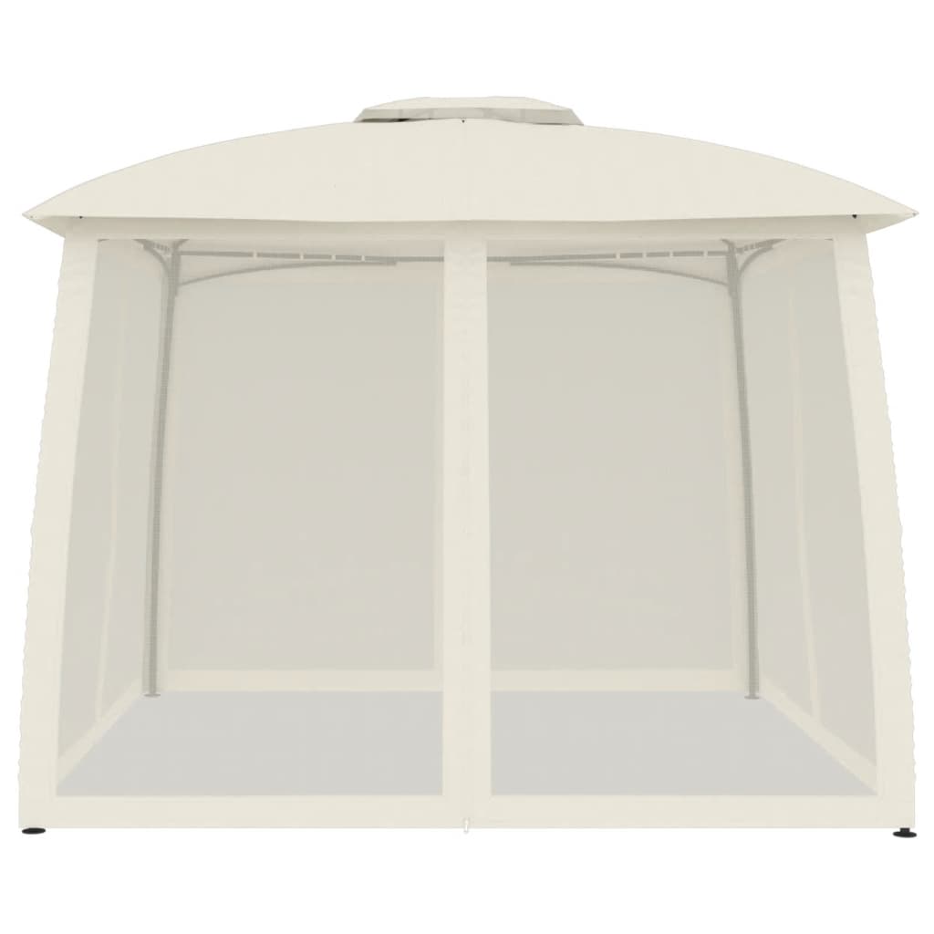 vidaXL Gazebo with Double Roof and Mesh Walls Cream 2.93x2.93 m Steel