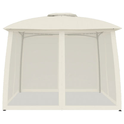 vidaXL Gazebo with Double Roof and Mesh Walls Cream 2.93x2.93 m Steel