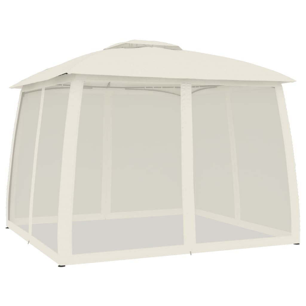 vidaXL Gazebo with Double Roof and Mesh Walls Cream 2.93x2.93 m Steel