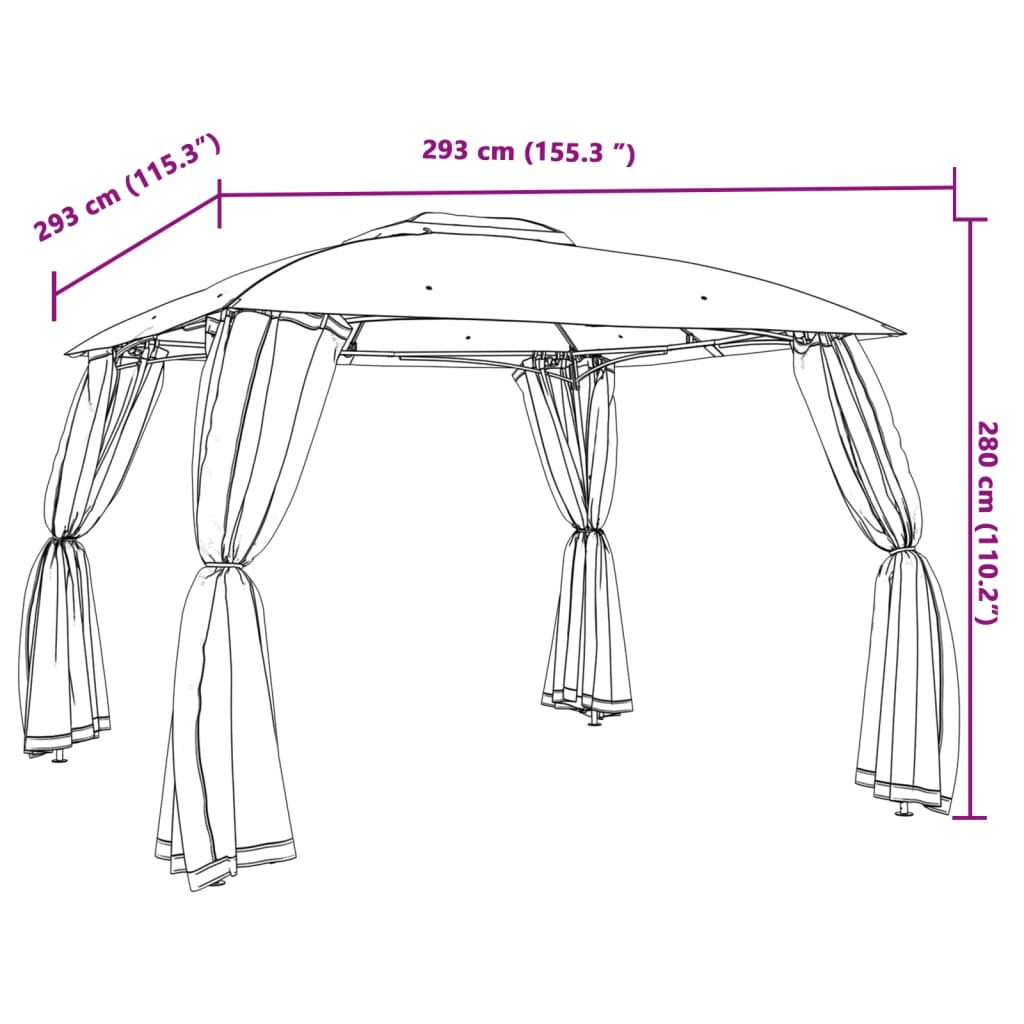 vidaXL Gazebo with Double Roof and Mesh Walls Cream 2.93x2.93 m Steel