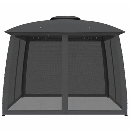 vidaXL Gazebo with Double Roof and Mesh Walls Anthracite 2.93x2.93 m Steel