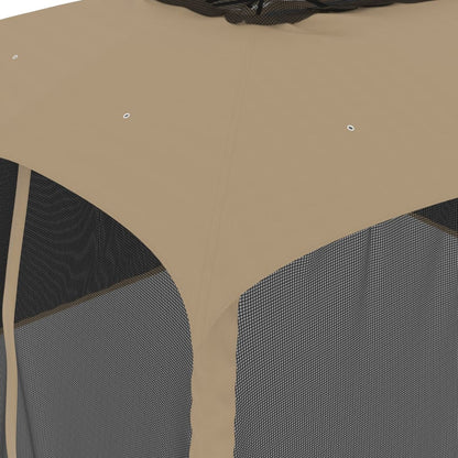 vidaXL Gazebo with Double Roof and Mesh Walls Taupe 3.93x2.93 m Steel