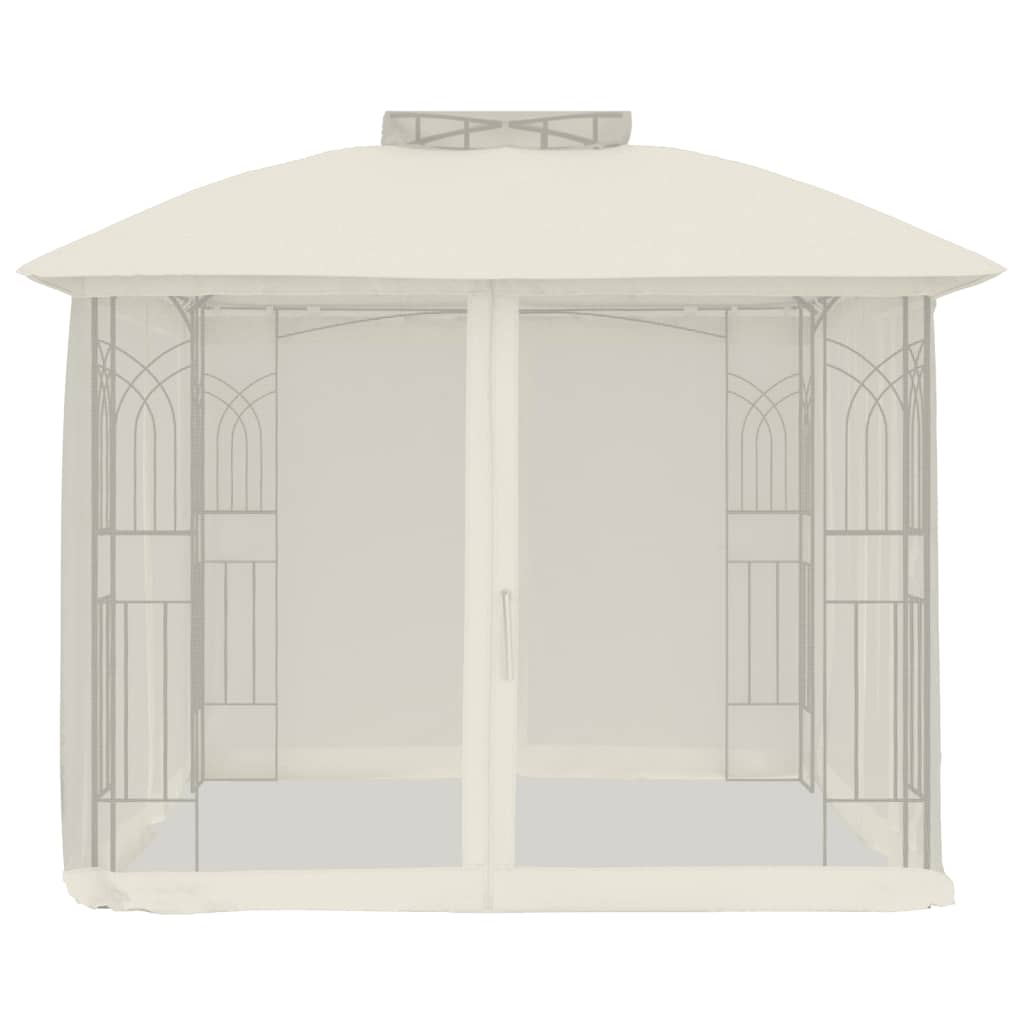 vidaXL Gazebo with Double Roof and Mesh Walls Cream 2.94x2.94 m Steel