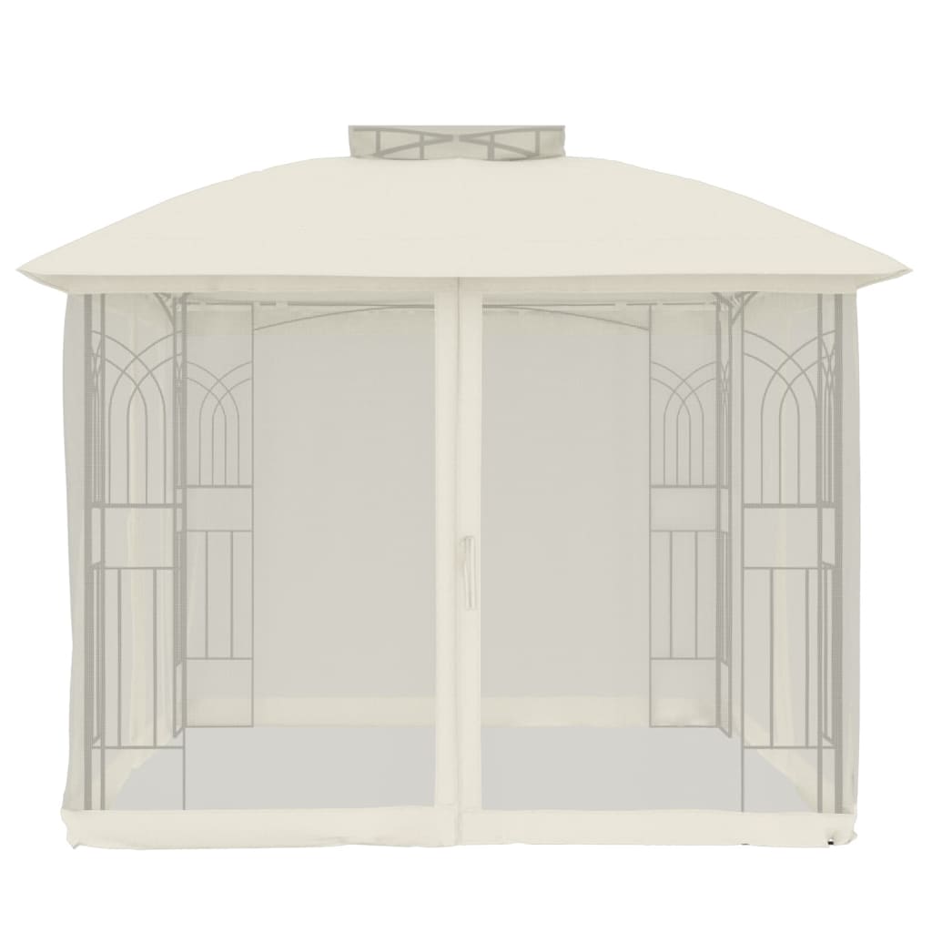 vidaXL Gazebo with Double Roof and Mesh Walls Cream 2.94x2.94 m Steel