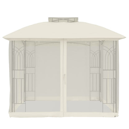 vidaXL Gazebo with Double Roof and Mesh Walls Cream 2.94x2.94 m Steel