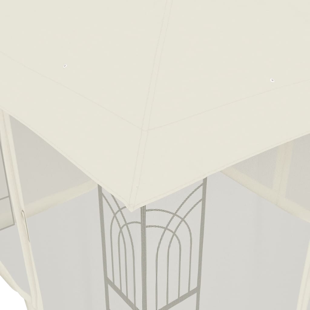 vidaXL Gazebo with Double Roof and Mesh Walls Cream 2.94x2.94 m Steel