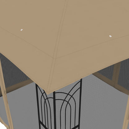 vidaXL Gazebo with Double Roof and Mesh Walls Taupe 2.94x2.94 m Steel