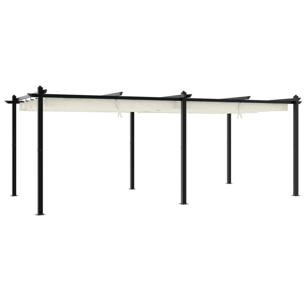 vidaXL Garden Gazebo with Retractable Roof Cream 3x6 m Aluminium